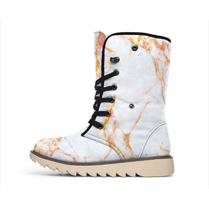 Grey Bronze Marble Print Winter Boots