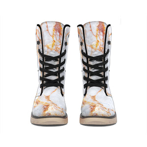 Grey Bronze Marble Print Winter Boots