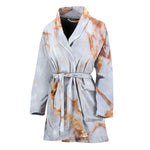 Grey Bronze Marble Print Women's Bathrobe