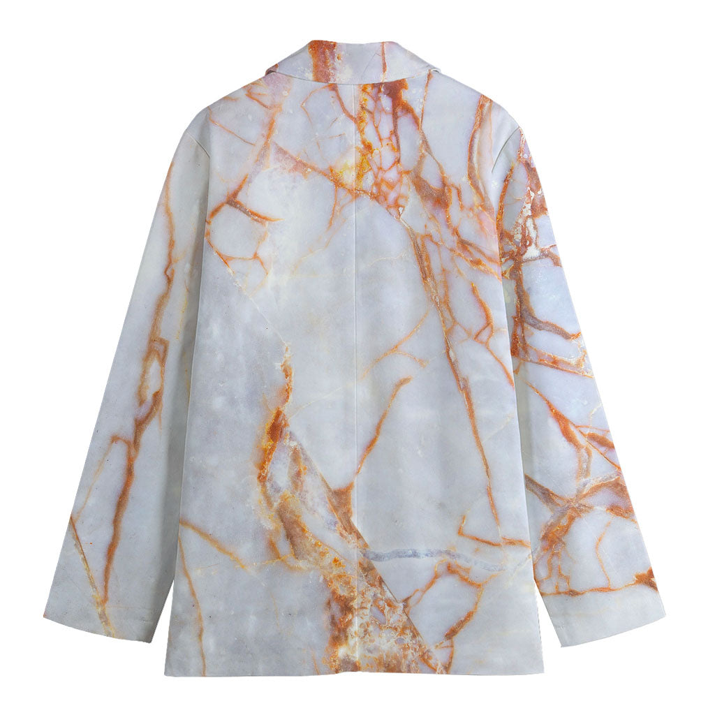Grey Bronze Marble Print Women's Cotton Blazer