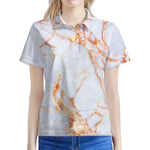 Grey Bronze Marble Print Women's Polo Shirt