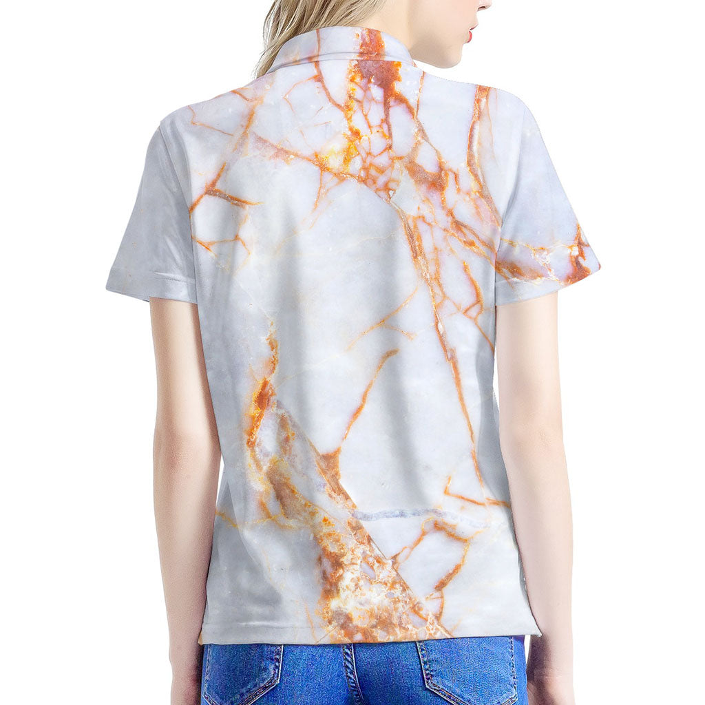 Grey Bronze Marble Print Women's Polo Shirt