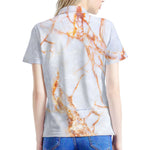 Grey Bronze Marble Print Women's Polo Shirt