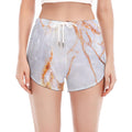 Grey Bronze Marble Print Women's Split Running Shorts
