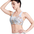 Grey Bronze Marble Print Women's Sports Bra