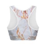 Grey Bronze Marble Print Women's Sports Bra