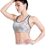 Grey Bronze Marble Print Women's Sports Bra