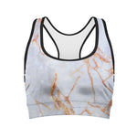 Grey Bronze Marble Print Women's Sports Bra