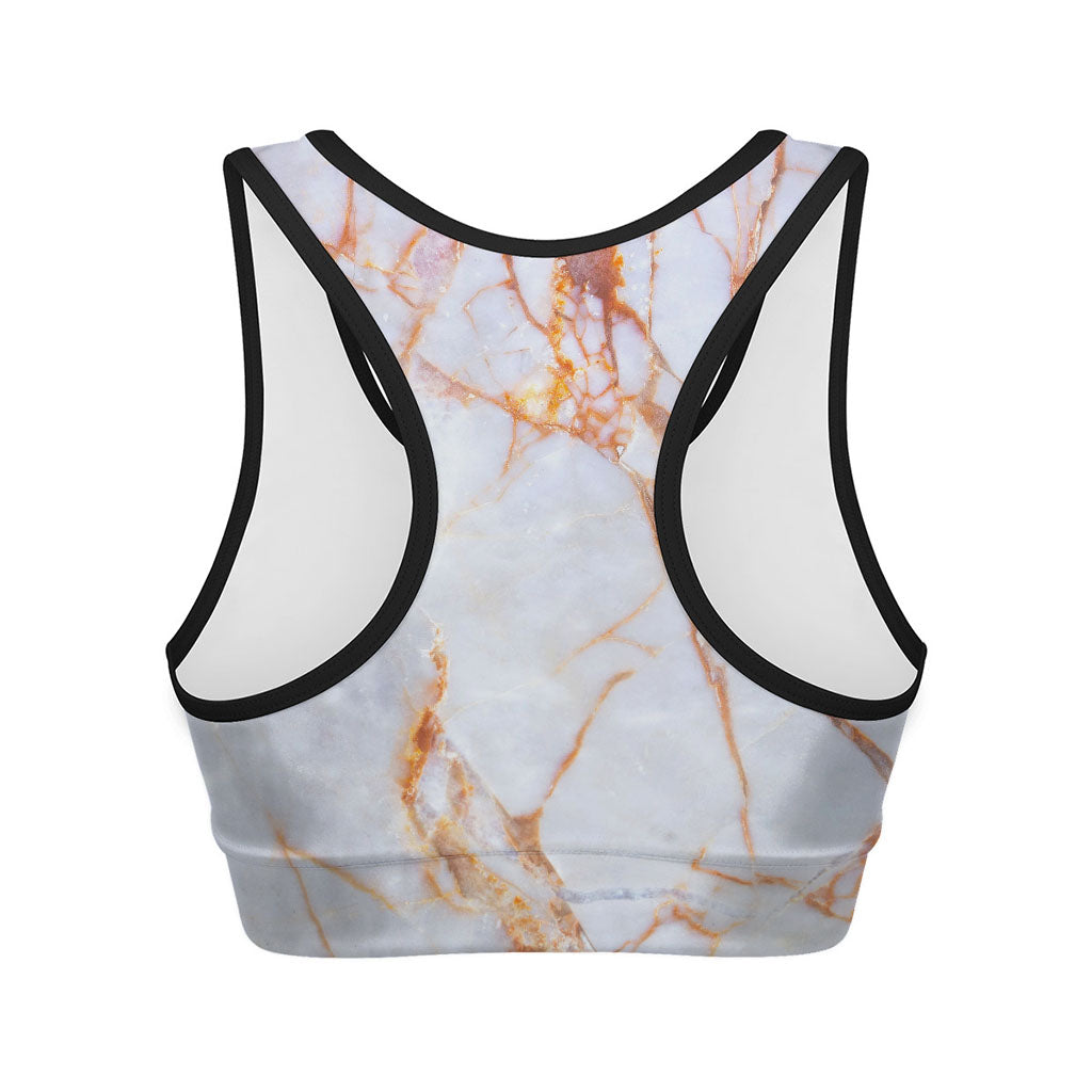 Grey Bronze Marble Print Women's Sports Bra