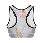 Grey Bronze Marble Print Women's Sports Bra