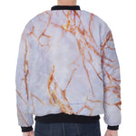 Grey Bronze Marble Print Zip Sleeve Bomber Jacket