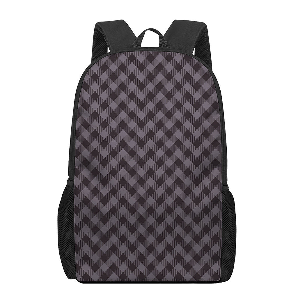 Grey Buffalo Plaid Pattern Print 17 Inch Backpack