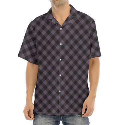 Grey Buffalo Plaid Pattern Print Aloha Shirt