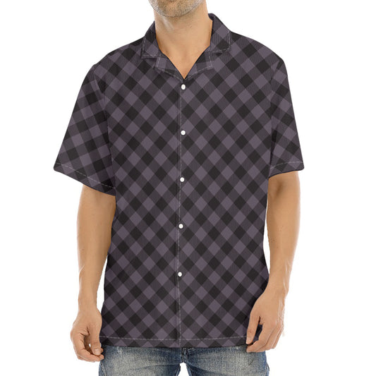 Grey Buffalo Plaid Pattern Print Aloha Shirt
