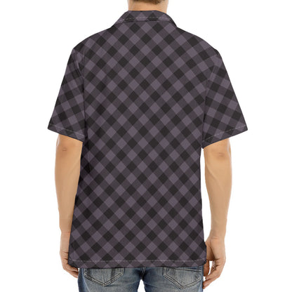 Grey Buffalo Plaid Pattern Print Aloha Shirt