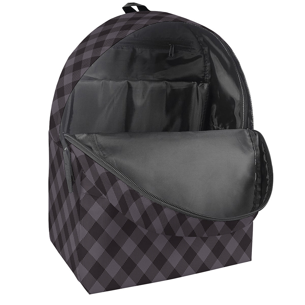 Grey Buffalo Plaid Pattern Print Backpack