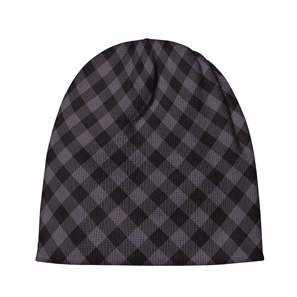 Grey Buffalo Plaid Pattern Print Beanie