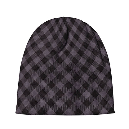 Grey Buffalo Plaid Pattern Print Beanie