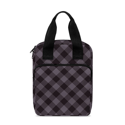Grey Buffalo Plaid Pattern Print Bible Tote Bag