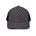 Grey Buffalo Plaid Pattern Print Black Mesh Trucker Hat