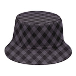 Grey Buffalo Plaid Pattern Print Bucket Hat