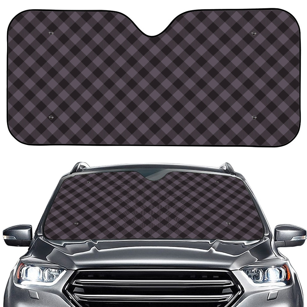 Grey Buffalo Plaid Pattern Print Car Windshield Sun Shade