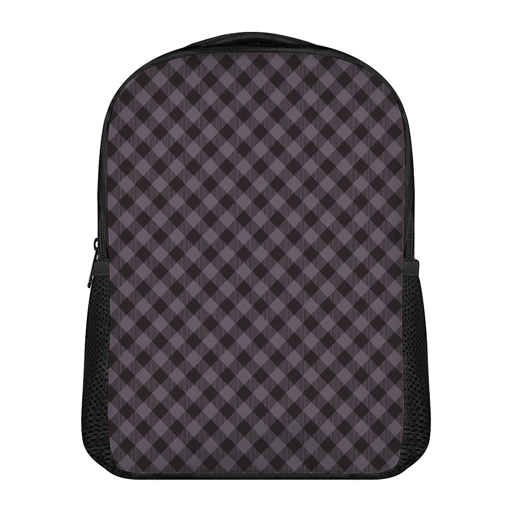 Grey Buffalo Plaid Pattern Print Casual Backpack