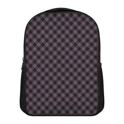 Grey Buffalo Plaid Pattern Print Casual Backpack
