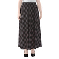 Grey Buffalo Plaid Pattern Print Chiffon Maxi Skirt