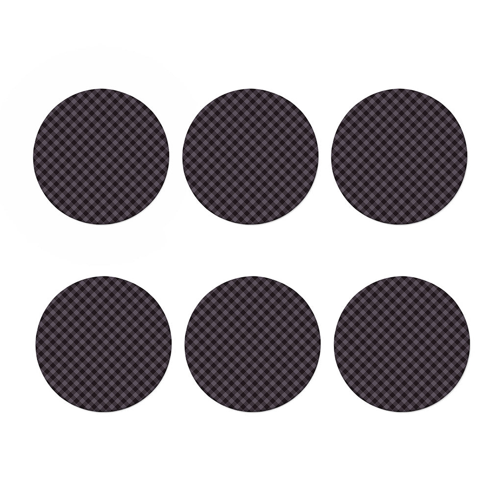 Grey Buffalo Plaid Pattern Print Coaster Set