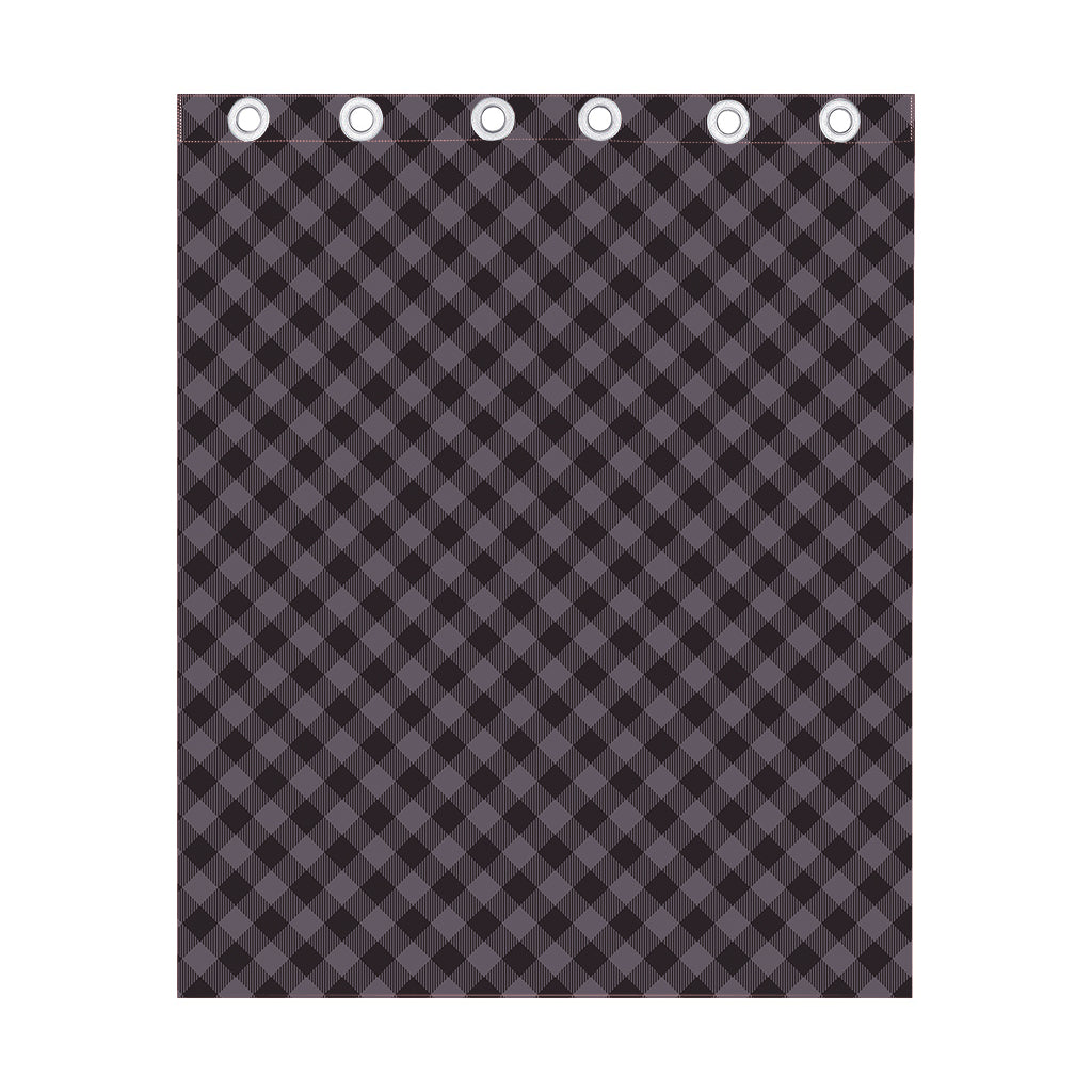 Grey Buffalo Plaid Pattern Print Curtain