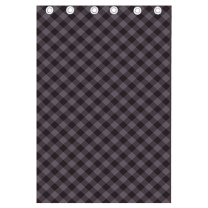 Grey Buffalo Plaid Pattern Print Curtain