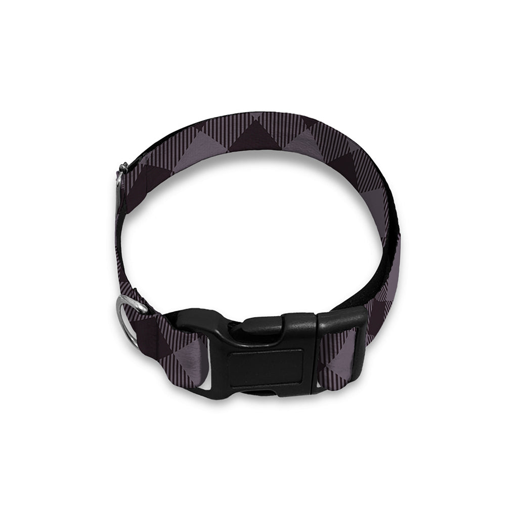 Grey Buffalo Plaid Pattern Print Dog Collar