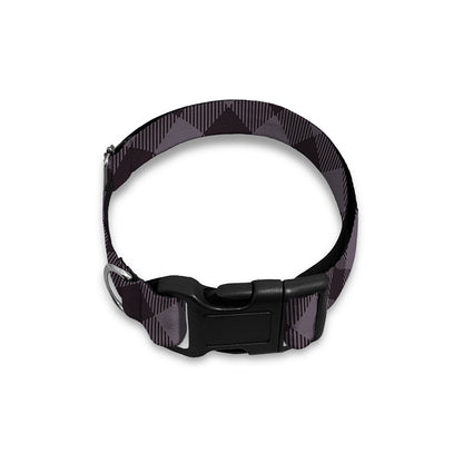 Grey Buffalo Plaid Pattern Print Dog Collar