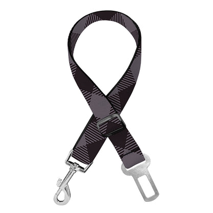 Grey Buffalo Plaid Pattern Print Dog Seat Belt