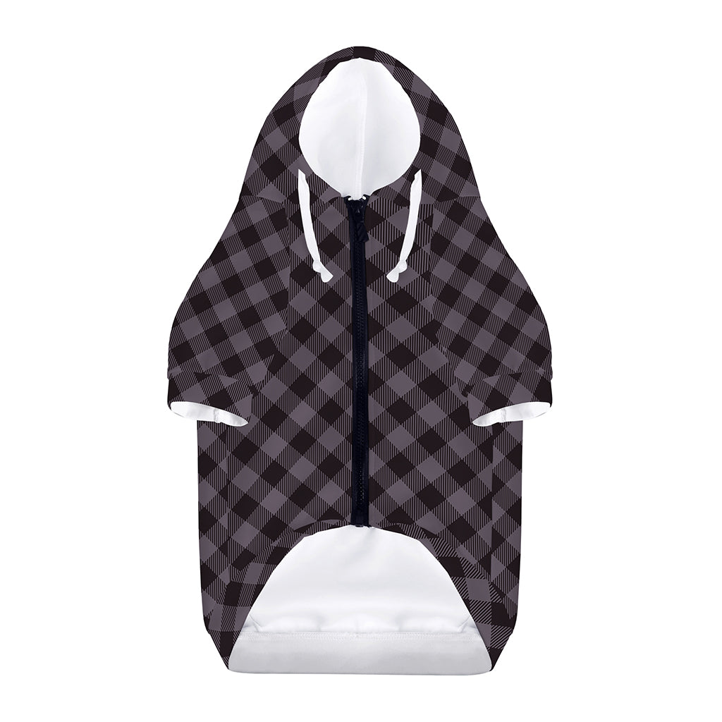 Grey Buffalo Plaid Pattern Print Dog Zip Up Hoodie