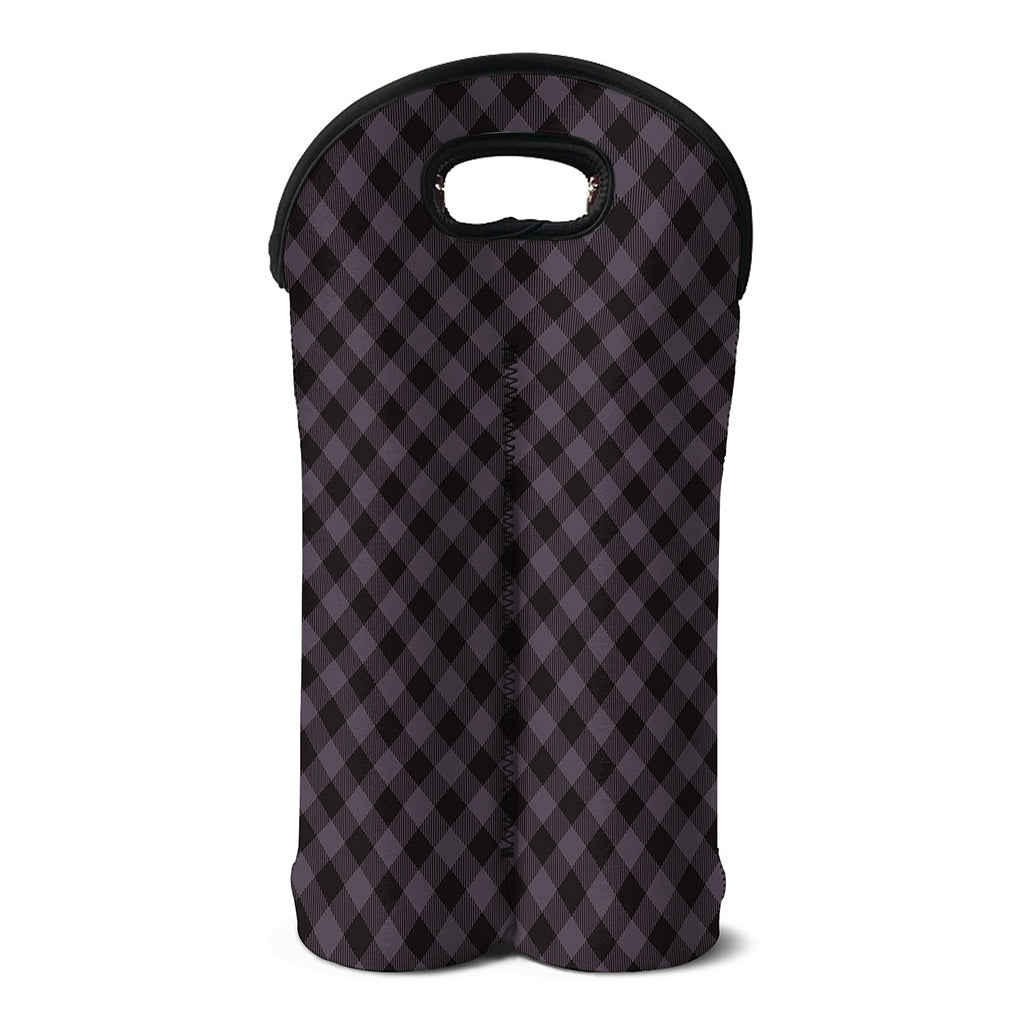 Grey Buffalo Plaid Pattern Print Double Neoprene Wine Tote