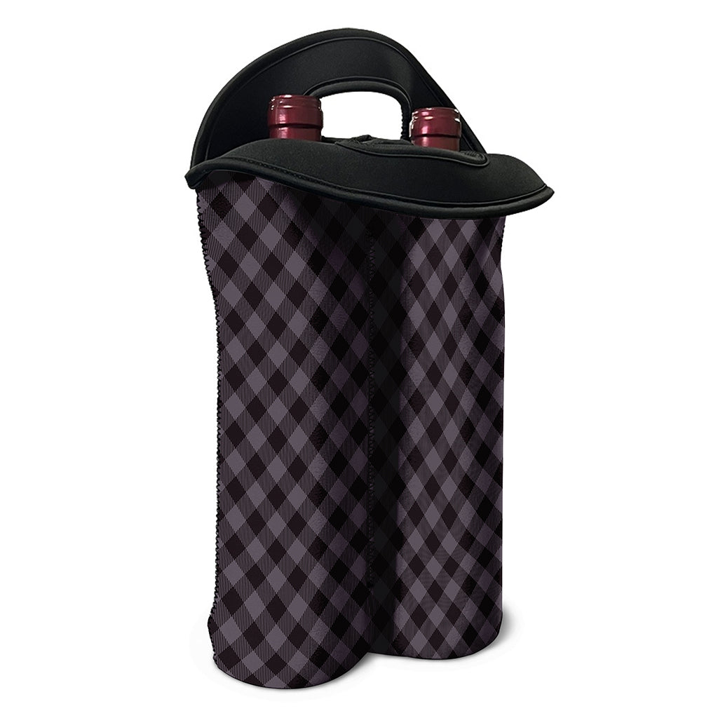 Grey Buffalo Plaid Pattern Print Double Neoprene Wine Tote