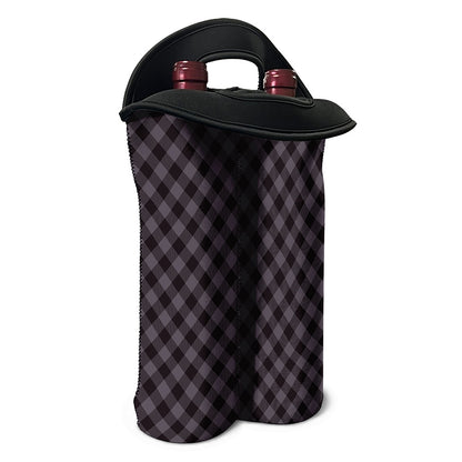 Grey Buffalo Plaid Pattern Print Double Neoprene Wine Tote