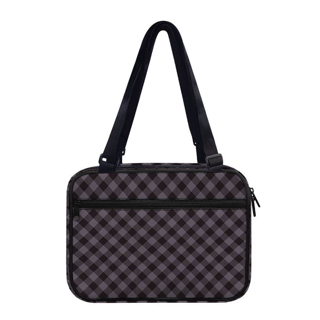 Grey Buffalo Plaid Pattern Print Double Strap Bible Bag