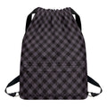 Grey Buffalo Plaid Pattern Print Drawstring Backpack