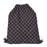 Grey Buffalo Plaid Pattern Print Drawstring Bag