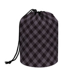 Grey Buffalo Plaid Pattern Print Drawstring Makeup Bag