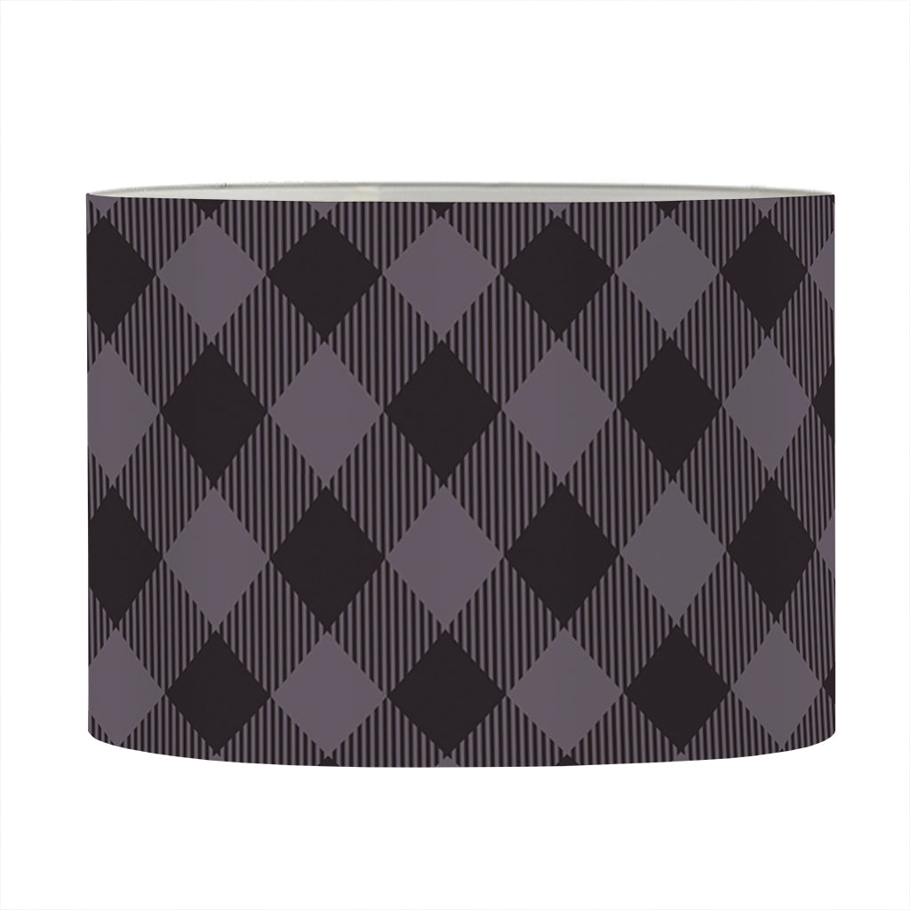 Grey Buffalo Plaid Pattern Print Drum Lamp Shade