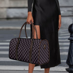 Grey Buffalo Plaid Pattern Print Duffle Bag