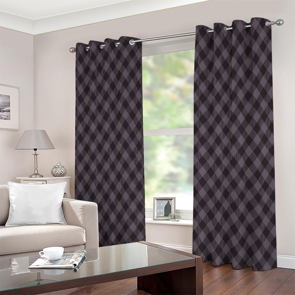 Grey Buffalo Plaid Pattern Print Extra Wide Grommet Curtains