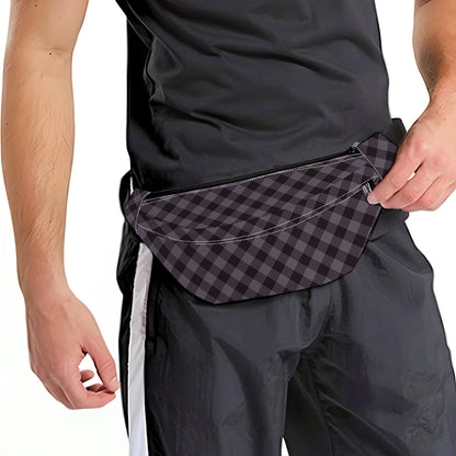 Grey Buffalo Plaid Pattern Print Fanny Pack