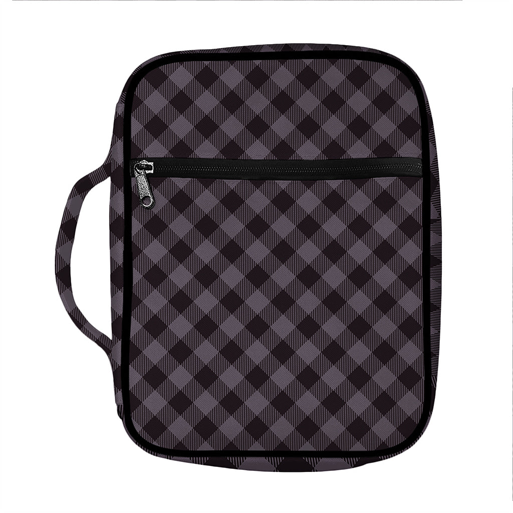 Grey Buffalo Plaid Pattern Print Front Pocket Bible Bag