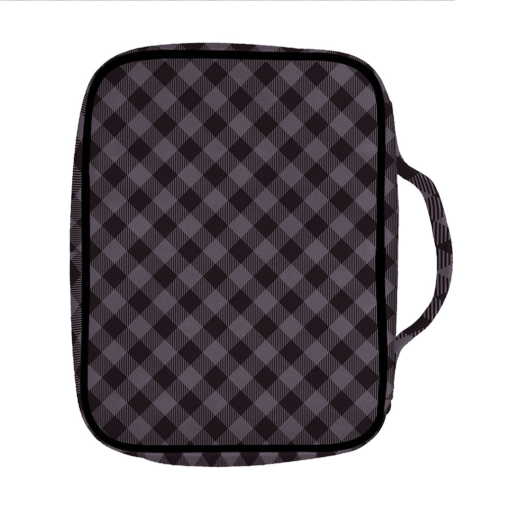 Grey Buffalo Plaid Pattern Print Front Pocket Bible Bag