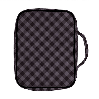 Grey Buffalo Plaid Pattern Print Front Pocket Bible Bag